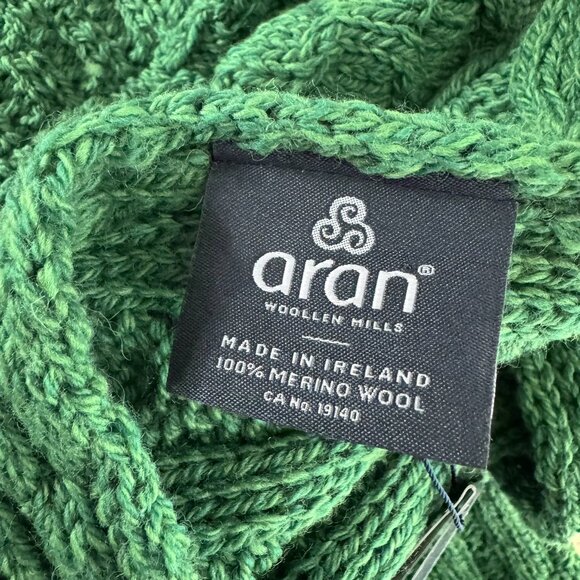 Aran Woollen Mills Fisherman Shawl Wrap One Size Green Merino Wool NWT FS-1455 - Picture 8 of 10